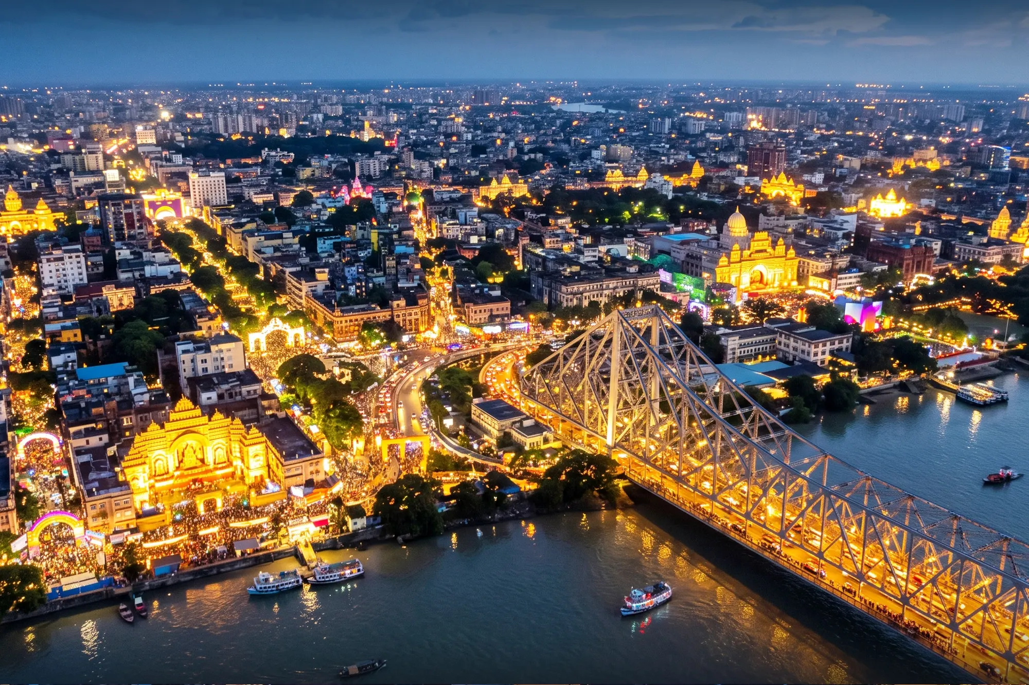 Colourful Kolkata arrival scene